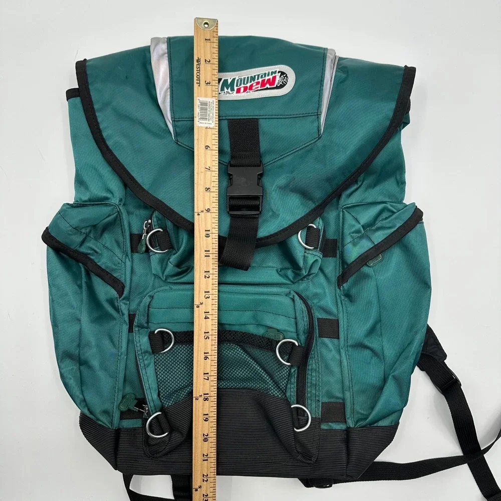 Vintage Mountain Dew Backpack Teal Green Nylon Rucksack Promo Gorpcore 90s Bag